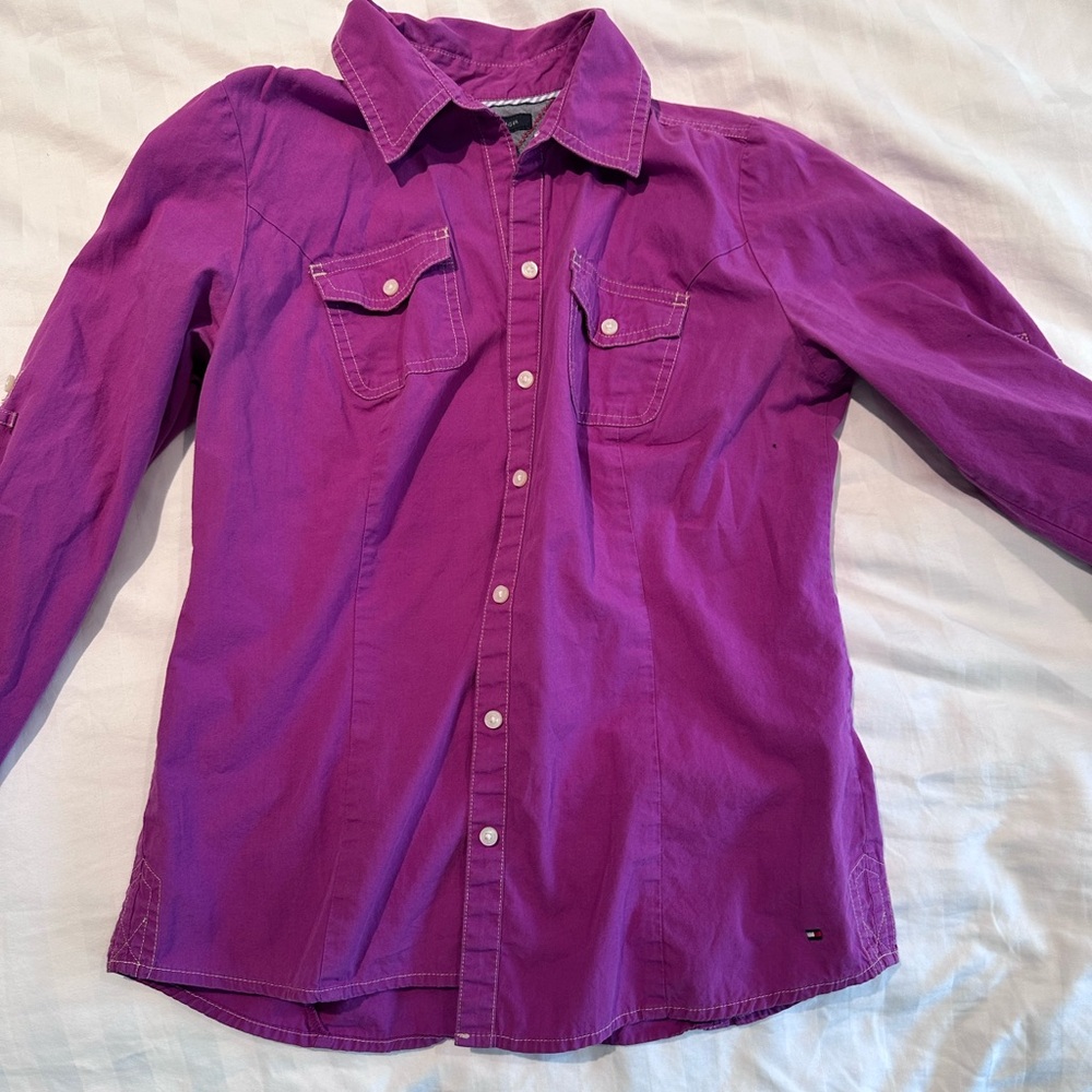 Tommy Hilfiger Button Down Shirt Size Small - Purple